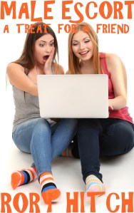 Two girl friends with with laptop isolated on white